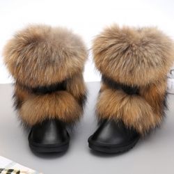 Зимни ботуши естествена кожа с ествествен косъм лисица