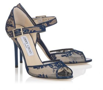 Елегантни Сандали Jimmy Choo с дантела, НАЛИЧНИ 38 номер, тъмно сини