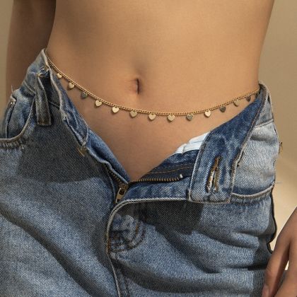 Тънка верижка украшение за талия със сърца