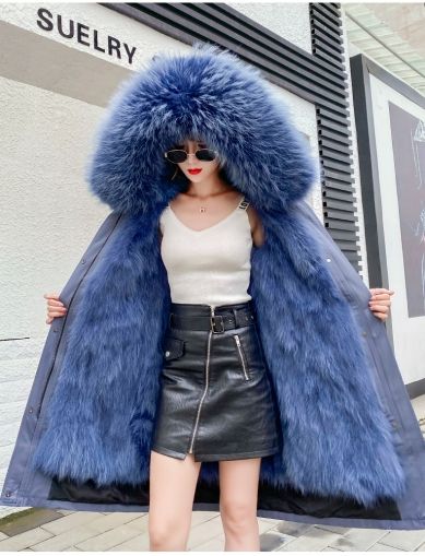 Зимно яке парка с естествен косъм лисица 7 ЦВЯТА