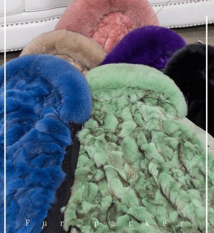 Зимно яке парка с естествен косъм лисица