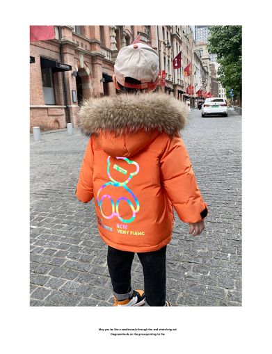 Детски зимни якета с гъши пух и яка естествен косъм