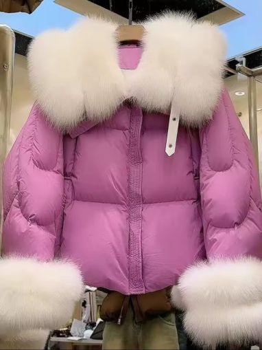 Зимно яке с яка и ръкави от естествен косъм лисица 