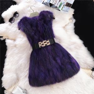 Дълъг елек с колан 100% естествен косъм 8 ЦВЯТА