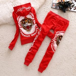 Спортен комплект кадифе с камъни Ed Hardy в два цвята