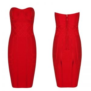 Бандажна къса рокля Herve Leger без презрамки