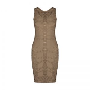 Дамска рокля Herve Leger с капси и връзки