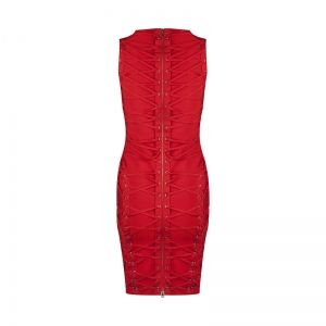 Дамска рокля Herve Leger с капси и връзки