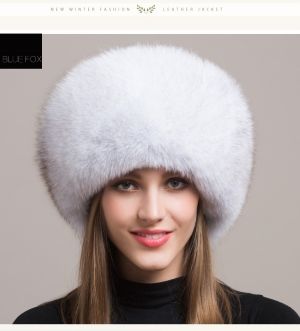 Зимна дамска шапка с естествен дълъг косъм лисица