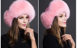 Дамска зимна шапка с естествен косъм лисица