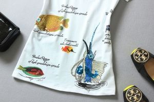 Дамска маркова тениска с къс ръкав с камъни и пайети