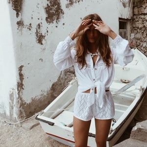 Бяла лятна плажна туника риза