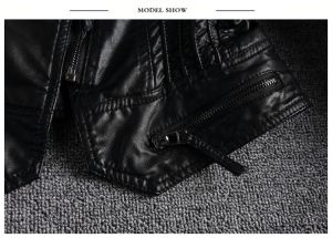 Дамско вталено късо черно кожено яке с яка естесвен косъм