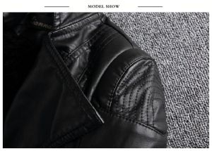 Дамско вталено късо черно кожено яке с яка естесвен косъм