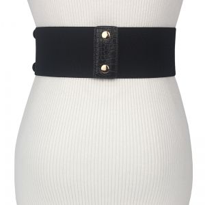 Широк асиметричен еластичен дамски колан с катарами