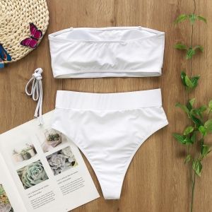 Луксозен секси бански с висока талия с колан с катарама 