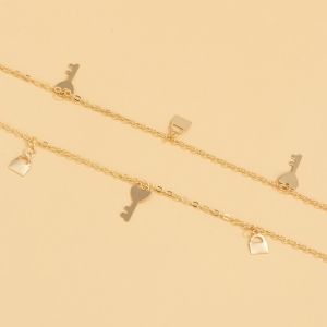 Тънка верижка украшение за талия с ключе и катинар