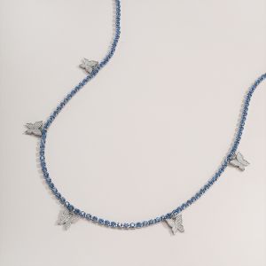 Тънка верижка украшение за талия с камъчета и пеперуди