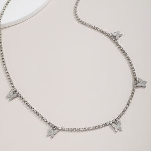 Тънка верижка украшение за талия с камъчета и пеперуди