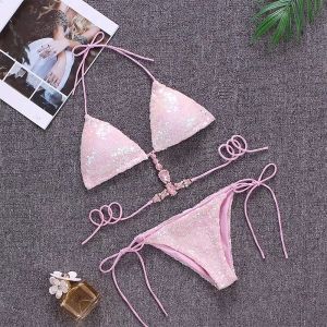 Моден бански с пайети и камъни