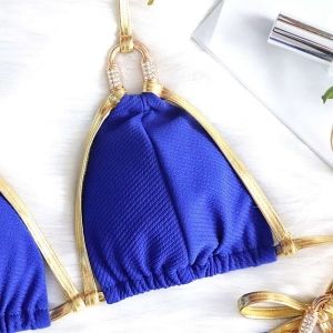 Секси бански с златисти акценти 