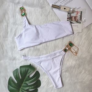 Луксозен секси бански с големи камъни и верижки 