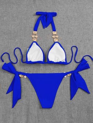 Моден бански с големи токи с камъни