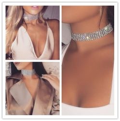 Чокър за врат с кристални камъни 3,8 см