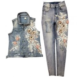 Комплект от дънково елече и дънкови панталони