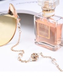 Златисто бижу верижка за очила с кристални камъни и перли