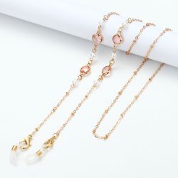 Бижу верижка за очила с розов кристал