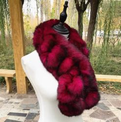 Дамски плетен шал от естествен косъм заек