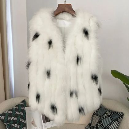 Дамски елек без ръкави от естествен косъм лисица