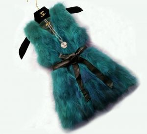 Елек естествен косъм лисица с колан