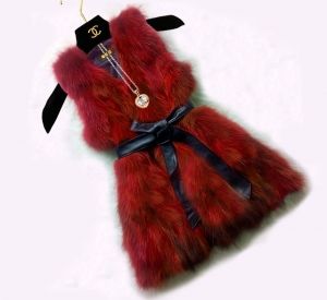 Елек естествен косъм лисица с колан