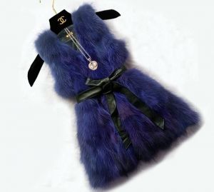 Елек естествен косъм лисица с колан