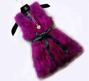 Елек естествен косъм лисица с колан