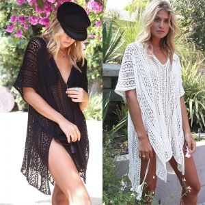Къса свободно падаща плажна рокля плетиво в различни цветове
