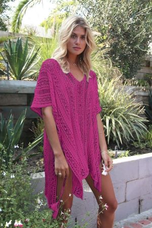 Къса свободно падаща плажна рокля плетиво в различни цветове