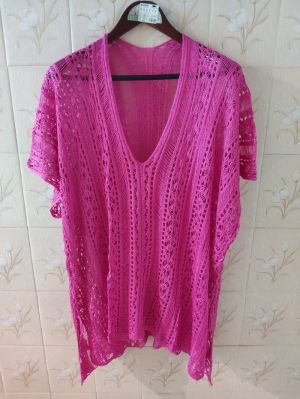 Къса свободно падаща плажна рокля плетиво в различни цветове