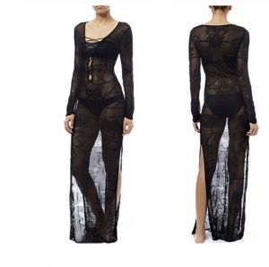 Секси дълга плажна рокля от фино плетиво