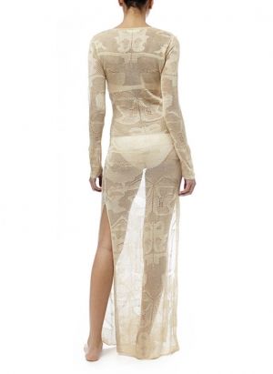 Секси дълга плажна рокля от фино плетиво