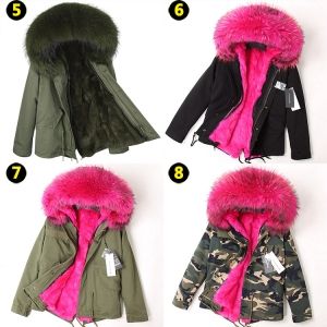 Parka дамско яке парка с качулка с огромен пух естествен косъм и подплата естесвена кожа заек