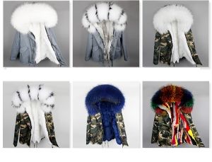 Parka дамско яке парка с качулка с огромен пух естествен косъм и подплата естесвена кожа заек