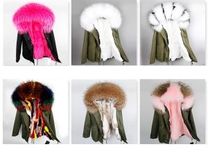Parka дамско яке парка с качулка с огромен пух естествен косъм и подплата естесвена кожа заек