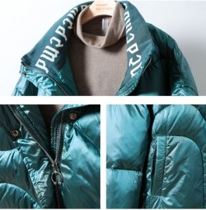 Дамско широко яке с гъши пух и яка с надписи