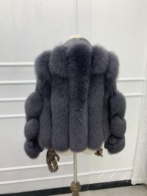 Дамско късо кожено яке естествен косъм лисица и естествена кожа в 9 цвята