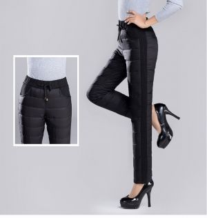 Дамски зимни панталони шушляк с гъши пух и еластични ленти