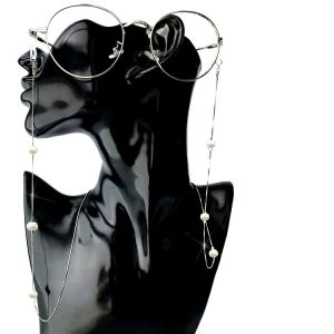 Сребърно бижу верижка за очила с естесвени перли