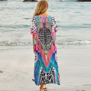 Дълга свободна плажна рокля тип роба 